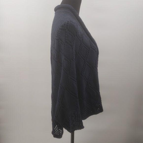 Anthropologie Angel of the North Navy Blue Cardigan Poncho Size Medium/Large - Picture 2 of 11